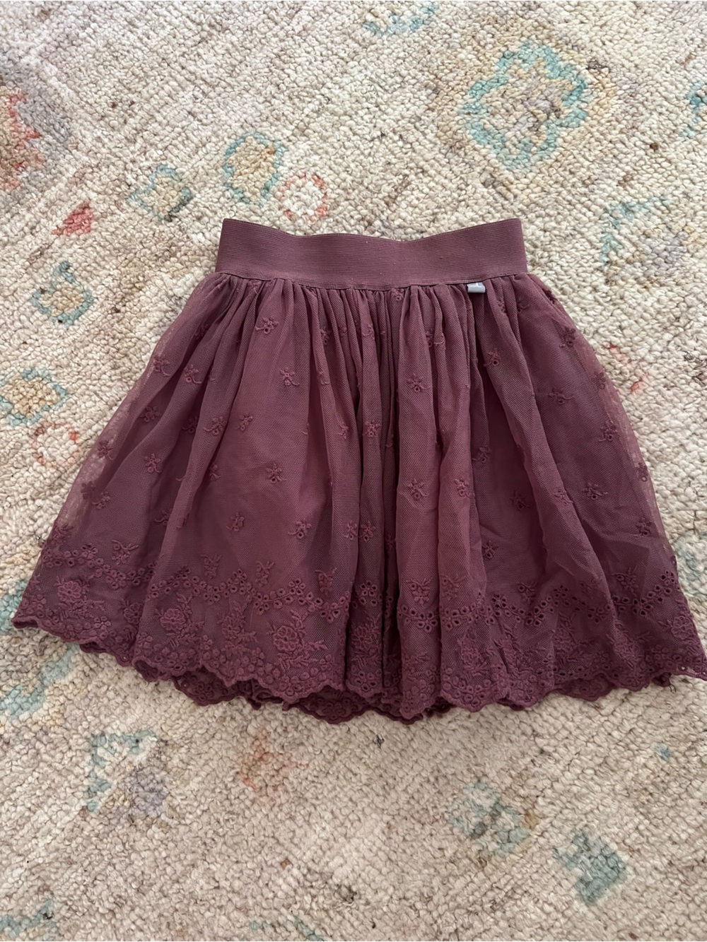 deux par deux Plum Eyelet Lace Circle Skirt Size 4